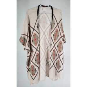 Silvergate Cardigan Sz L Boho Southwestern Tribal Open Front Lightweight Sweater